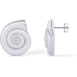 PAVOI 14K Gold Plated 925 Sterling Silver Posts Seashell Statement Earrings for Women | Cubic Zirconia Reconstructed Baroque Freshwater Pearl Stud Earring | Brushed Textured Conch Chunky Earrings(Chunky Seashell)