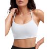 PAVOI ACTIVE Yoga Racerback Bras for Women – Buttery Soft Low Support Scoop Neck Y-Back Thin Strap Sports Bra – FlexFlow(White)
