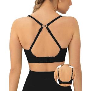 PAVOI ACTIVE Racerback Adjustable Sports Bra for Women – High Support Convertible Straps High Impact Workout Bras – HiPerform(Black)