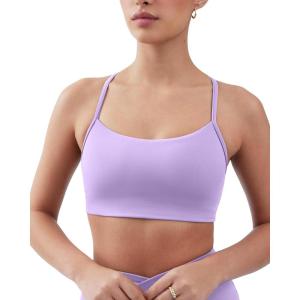 PAVOI ACTIVE Yoga Racerback Bras for Women – Buttery Soft Low Support Scoop Neck Y-Back Thin Strap Sports Bra – FlexFlow(Lilac)