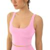 PAVOI ACTIVE Scoop Workout Tank Top with Built in Bra for Women – Medium Support Longline Yoga Sports Shelf Bra Top, FlexFlow(Bubblegum)