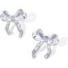 PAVOI 14K Gold Plated Cubic Zirconia Bow Stud Earrings for Women | Coquette Earring Pair(Hammered)