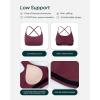 PAVOI ACTIVE Open Back Strappy Yoga Workout Bras for Women – Low Support Criss-Cross Sports Gym Bra Removable Pads – FlexFlow, Small, Bordeaux