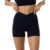 PAVOI ACTIVE Sports Crossover Shorts for Women 4″ – Workout V Criss Cross Waist Biker Shorts with High Waist – FlexFlow(Black)