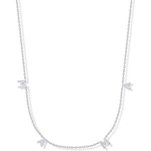 PAVOI 14K Gold Plated Mom Necklace for Women – Cubic Zirconia Mama Necklace Gold Jewelry Gifts for Mothers Day – Dainty Pendant New Mom Jewelry(White Gold)