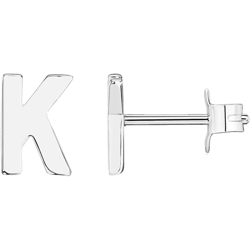 imagePAVOI 14K Gold Plated Sterling Silver Alphabet Letter Earrings  Personalized Initial Earrings K