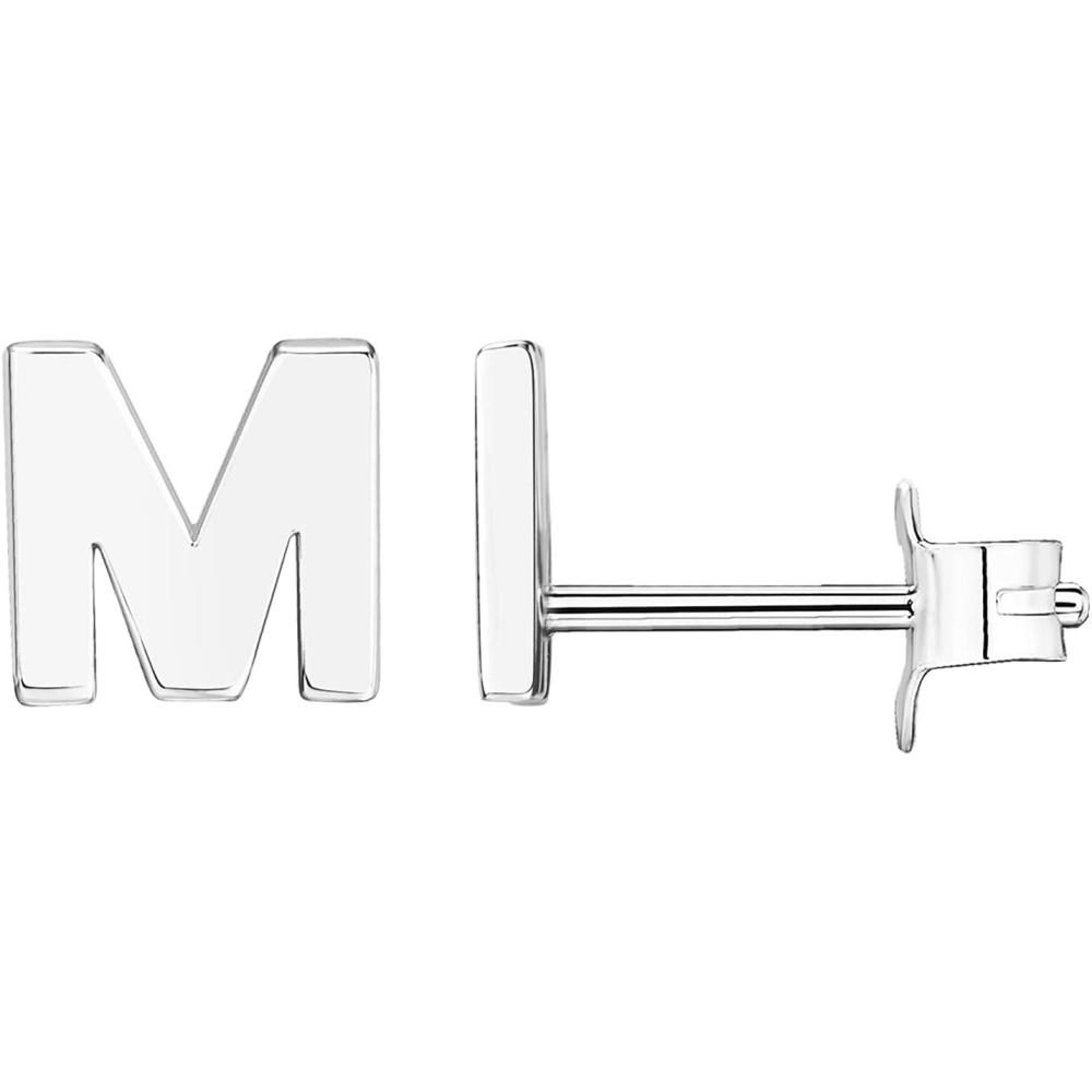 imagePAVOI 14K Gold Plated Sterling Silver Alphabet Letter Earrings  Personalized Initial Earrings M