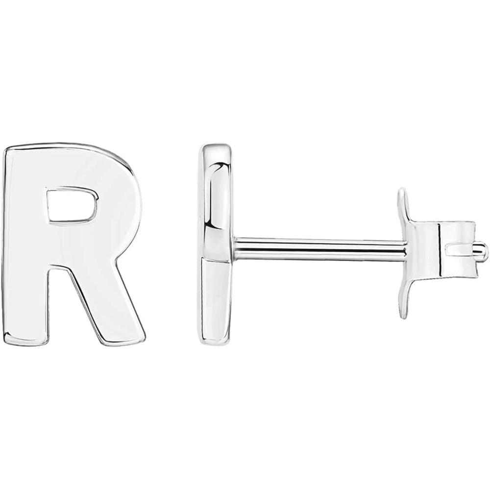 imagePAVOI 14K Gold Plated Sterling Silver Alphabet Letter Earrings  Personalized Initial Earrings R