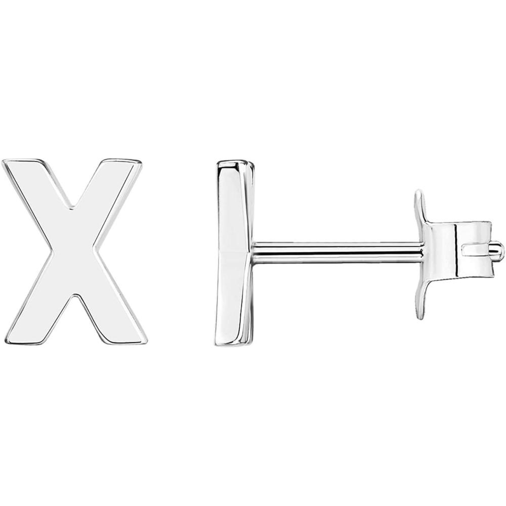 imagePAVOI 14K Gold Plated Sterling Silver Alphabet Letter Earrings  Personalized Initial Earrings X