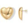 PAVOI 14K Gold Plated 925 Sterling Silver Posts Chunky Heart Statement Earrings for Women | Love Friendship Puffy Heart Teardrop Dangle & Stud Earrings(Yellow Gold)