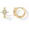 PAVOI 14K Gold Plated 925 Sterling Silver Posts Small Huggie Hoop Earrings for Women – Trendy Celestial North Star, Butterfly, Heart Hoop Earrings – Cubic Zirconia Cute Gold Motif Jewelry(North Star)
