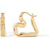 PAVOI 14K Gold Plated Bold Chunky Dupe Heart Hoop Earrings for Women | Gold Earring Pair(Heart)