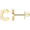 PAVOI 14K Gold Plated Sterling Silver Alphabet Letter Earrings | Personalized Initial Earrings(- C)