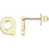 PAVOI 14K Gold Plated Sterling Silver Alphabet Letter Earrings | Personalized Initial Earrings(- Q)