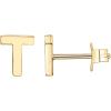 PAVOI 14K Gold Plated Sterling Silver Alphabet Letter Earrings | Personalized Initial Earrings(- T)