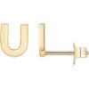 PAVOI 14K Gold Plated Sterling Silver Alphabet Letter Earrings | Personalized Initial Earrings(- U)