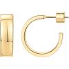 PAVOI 14K Gold Plated Thin Square Edge Open Hoop Earrings for Women | Trendy Lightweight Open Hoops(14 Millimeters)