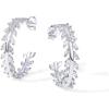 PAVOI 14K Gold Plated 925 Sterling Silver Post Cubic Zirconia Leaf Hoop Earrings | Gold Hoop Earrings for Women(White Gold)