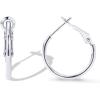 PAVOI 14K Gold Plated 925 Sterling Silver Post Hoops | Large Hoops Earring | Lightwight Gold Hoop Earrings for Women(White Gold)