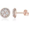 PAVOI 14K Gold Plated 925 Sterling Silver Post Stud Earrings for Women | Pave CZ Mini Disc | Gold Earrings for Women(Rose Gold)
