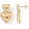 PAVOI 14K Gold Plated 925 Sterling Silver Posts Chunky Heart Statement Earrings for Women | Love Friendship Puffy Heart Teardrop Dangle & Stud Earrings(Yellow Gold)