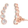 PAVOI 14K Gold Plated Sterling Silver Post Cubic Zirconia Ear Crawler Earrings – Tiny Faux Diamond Sterling Silver Post Ear Climber Fashion Earrings for Women(Rose Gold)