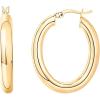 PAVOI 14K Gold Plated Sterling Silver Post Monet Oval Chunky Lightweight Hoop Earrings for Women(Yellow)