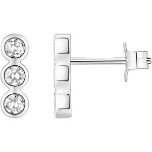 PAVOI 14K Gold Plated 925 Sterling Silver CZ Simulated Diamond Earrings | Dainty Geometric Shape Mini Bar Stud Earrings for Women(White Gold)