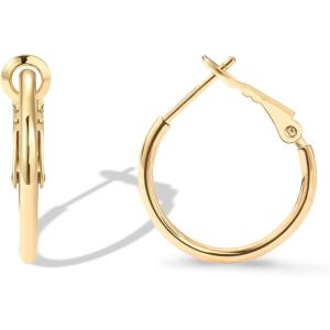 PAVOI 14K Gold Plated 925 Sterling Silver Post Hoops | Large Hoops Earring | Lightwight Gold Hoop Earrings for Women(Yellow Gold)