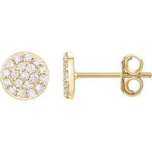 PAVOI 14K Gold Plated 925 Sterling Silver Post Stud Earrings for Women | Pave CZ Mini Disc | Gold Earrings for Women(18K Yellow Vermeil)