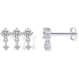 PAVOI 14K Gold Plated 925 Sterling Silver Posts Drop Dangle Cubic Zirconia Stud Earrings for Women | Gold Statement Gradient Crawler Studs Earring(Uniform)