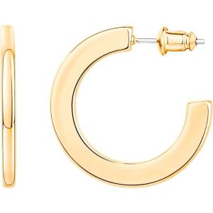 PAVOI 14K Gold Plated Hoop Earrings For Women | 4mm Flat Infinity Gold Hoops Women Earrings | Gold Plated Loop Earrings For Women | Lightweight Hoop Earrings Set(30 Millimeters)