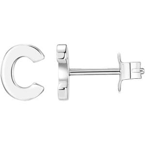 PAVOI 14K Gold Plated Sterling Silver Alphabet Letter Earrings | Personalized Initial Earrings(- C)