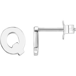PAVOI 14K Gold Plated Sterling Silver Alphabet Letter Earrings | Personalized Initial Earrings(- Q)