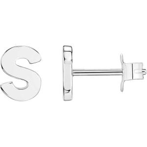 PAVOI 14K Gold Plated Sterling Silver Alphabet Letter Earrings | Personalized Initial Earrings(- S)