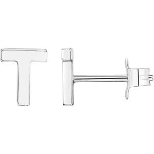 PAVOI 14K Gold Plated Sterling Silver Alphabet Letter Earrings | Personalized Initial Earrings(- T)