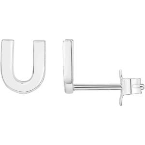 PAVOI 14K Gold Plated Sterling Silver Alphabet Letter Earrings | Personalized Initial Earrings(- U)