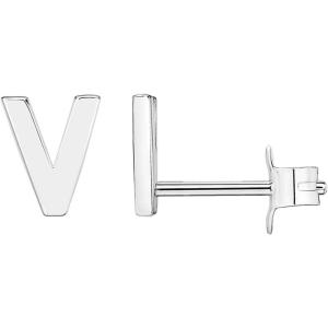 PAVOI 14K Gold Plated Sterling Silver Alphabet Letter Earrings | Personalized Initial Earrings(- V)