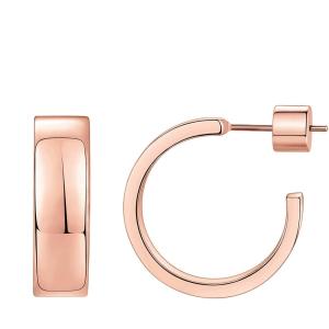 PAVOI 14K Gold Plated Thin Square Edge Open Hoop Earrings for Women | Trendy Lightweight Open Hoops(14 Millimeters)