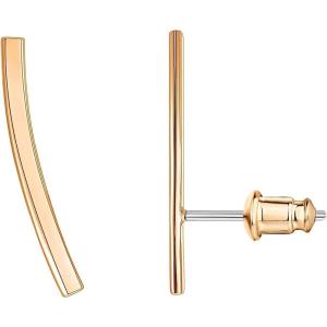 PAVOI 14K Gold Plated Sterling Silver Post Crawler Earrings Cuff Studs(Rose Gold)