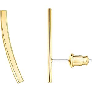 PAVOI 14K Gold Plated Sterling Silver Post Crawler Earrings Cuff Studs(Yellow Gold)