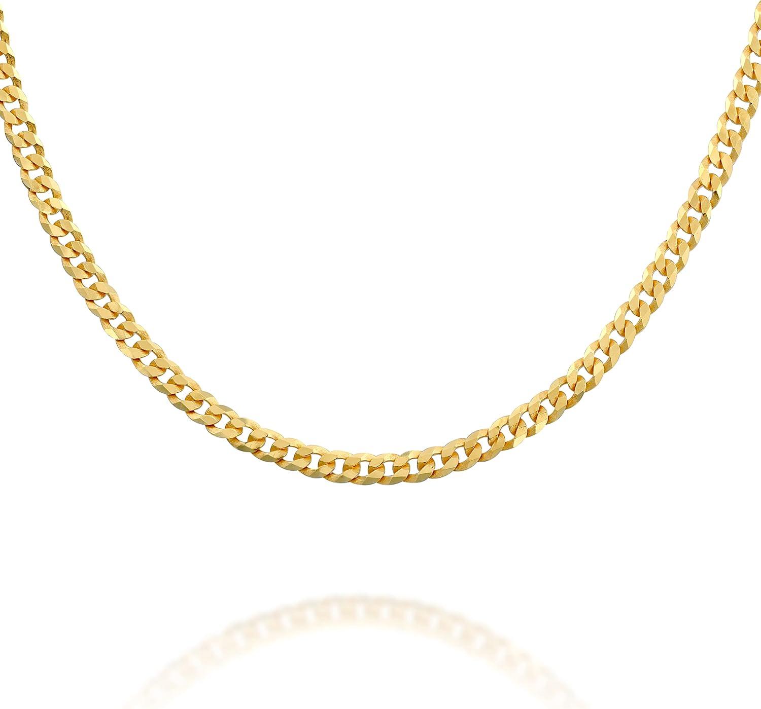imagePAVOI 22K Gold Plated Chain Necklace For Women Italian Solid 925 Sterling Silver Necklace for Men Cuban Link Rope Snake ampamp Rope DiamondCut Herringbone Trendy Unisex JewelryYellow Gold