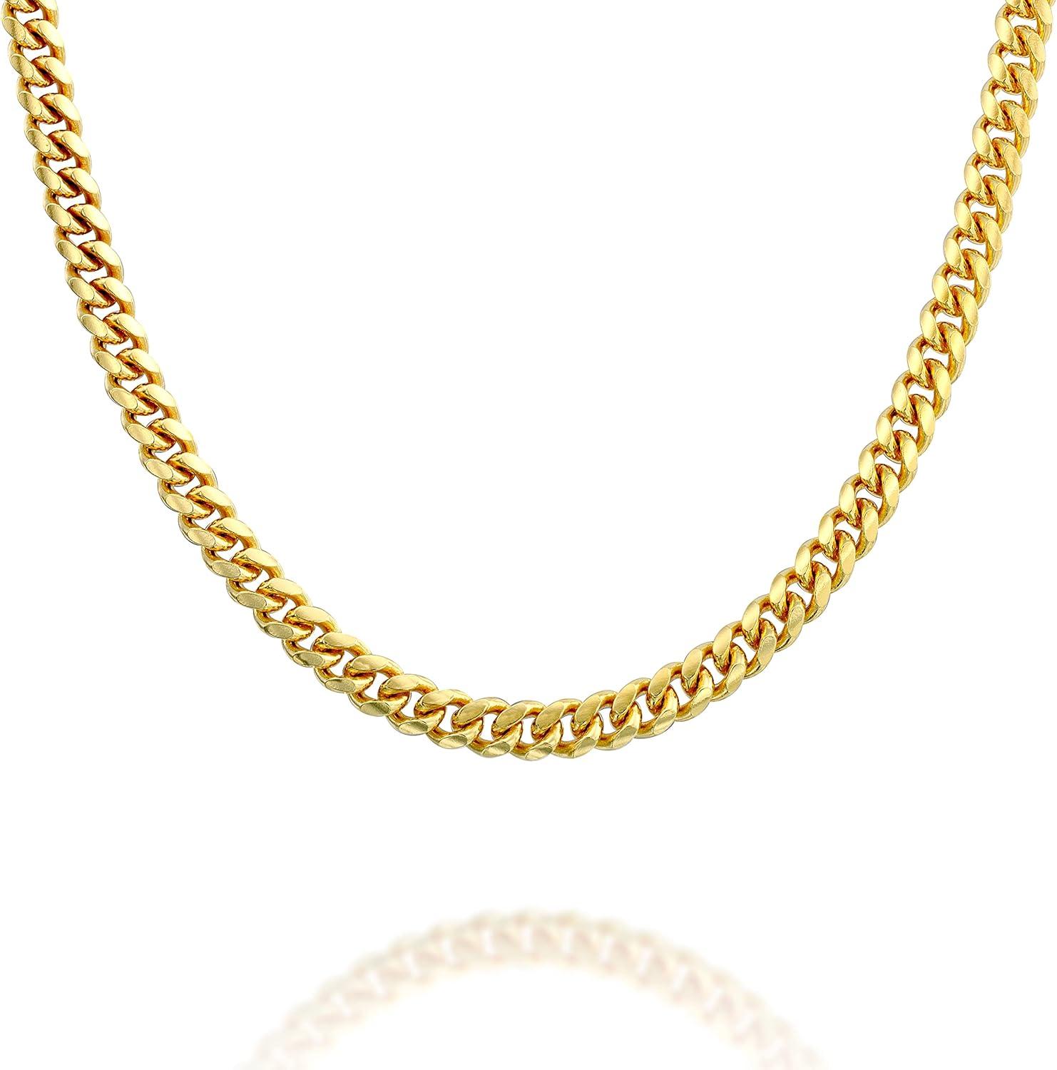 imagePAVOI 22K Gold Plated Chain Necklace For Women Italian Solid 925 Sterling Silver Necklace for Men Cuban Link Rope Snake ampamp Rope DiamondCut Herringbone Trendy Unisex JewelryYellow Gold