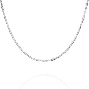 PAVOI 22K Gold Plated Chain Necklace For Women | Italian Solid 925 Sterling Silver Necklace for Men | Cuban Link, Rope, Snake & Rope Diamond-Cut Herringbone | Trendy Unisex Jewelry(White Gold)