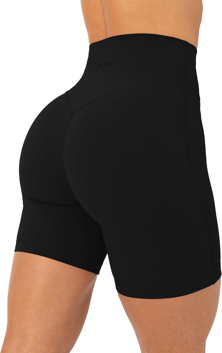image:imagePAVOI ACTIVE Yoga Shorts for Women High Waisted Gym Shorts Buttery Soft Biker Workout Shorts 4 amp 6 Compression FitBlack