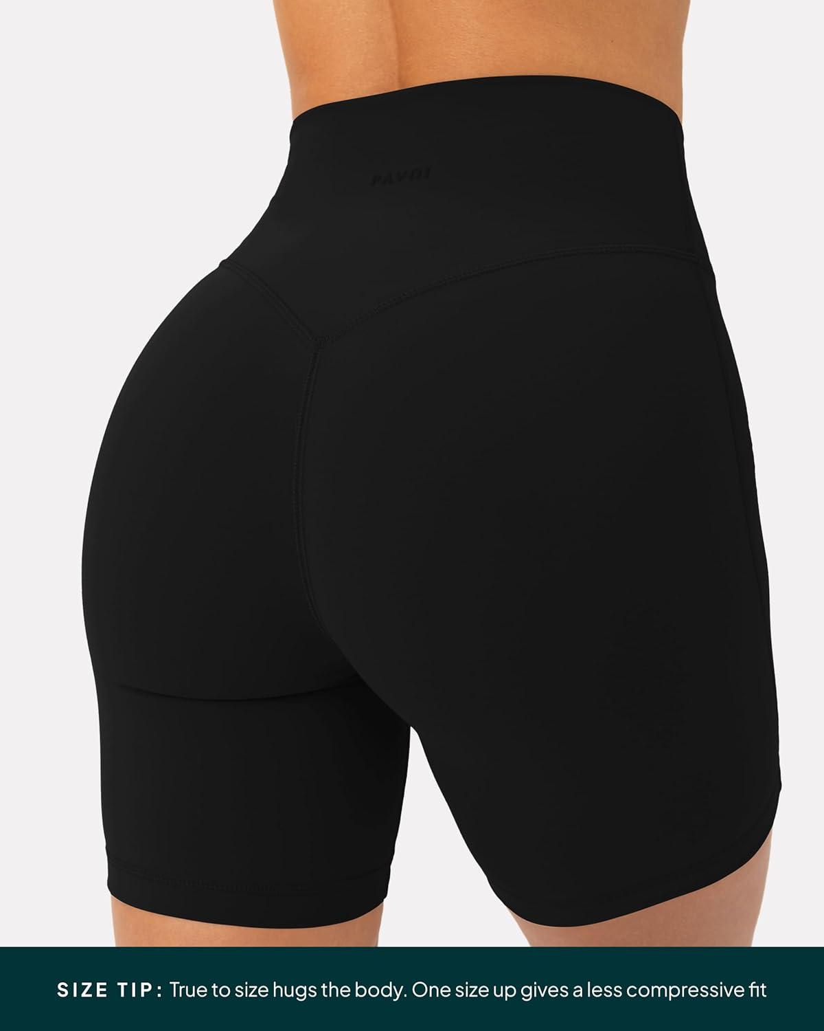 image:imagePAVOI ACTIVE Yoga Shorts for Women High Waisted Gym Shorts Buttery Soft Biker Workout Shorts 4 amp 6 Compression FitBlack