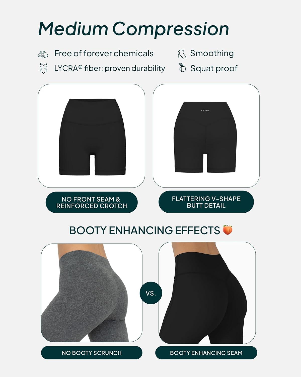 image:imagePAVOI ACTIVE Yoga Shorts for Women High Waisted Gym Shorts Buttery Soft Biker Workout Shorts 4 amp 6 Compression FitBlack