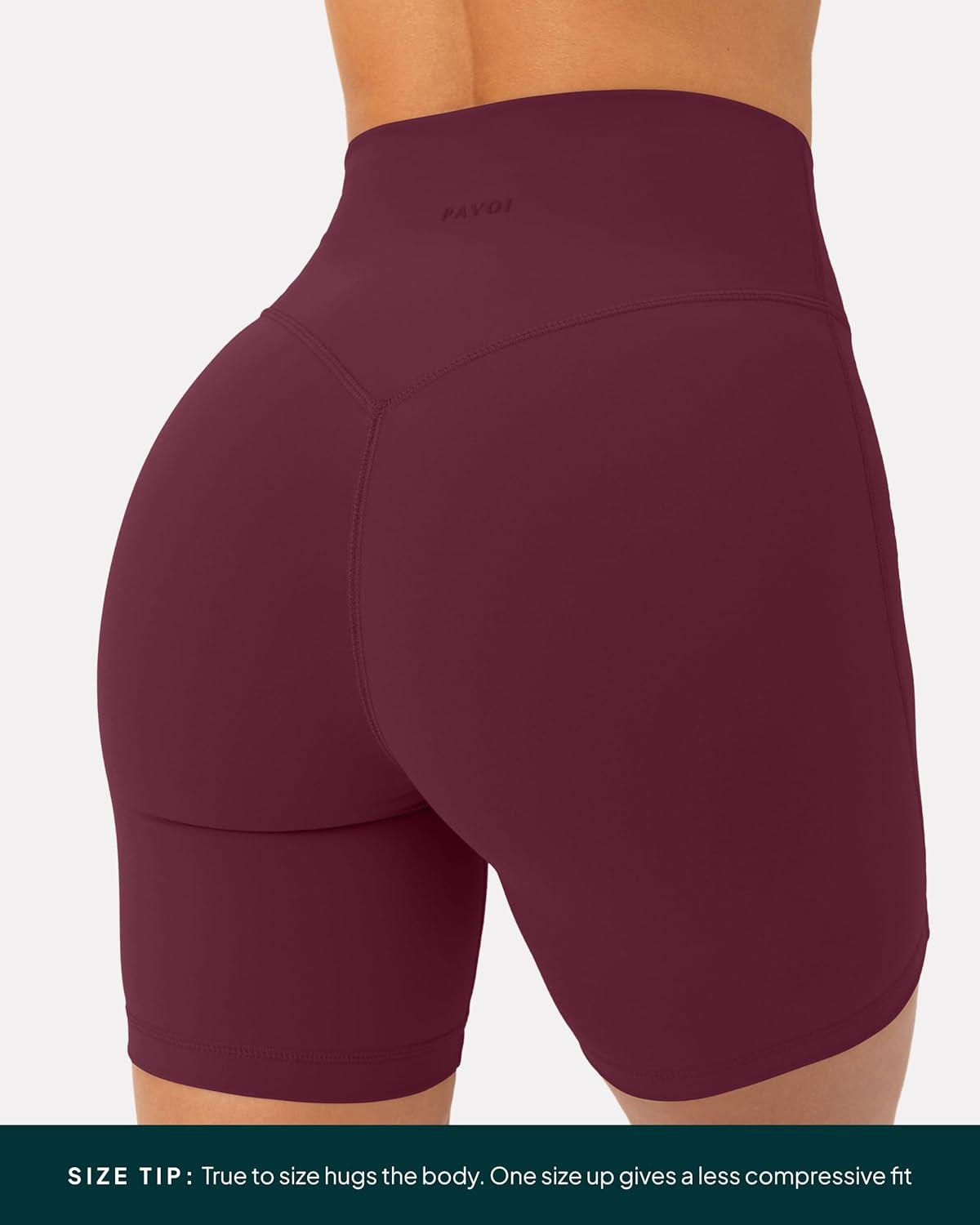 image:imagePAVOI ACTIVE Yoga Shorts for Women High Waisted Gym Shorts Buttery Soft Biker Workout Shorts 4 amp 6 Compression FitBordeaux