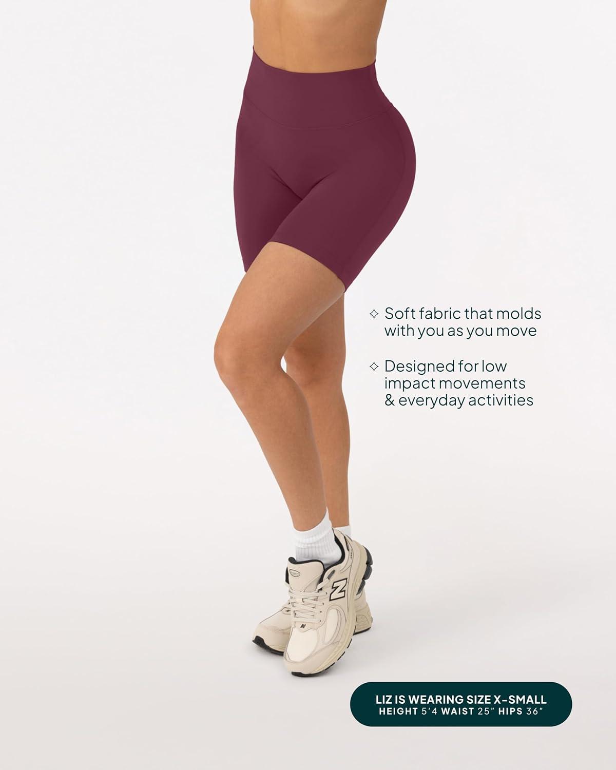 image:imagePAVOI ACTIVE Yoga Shorts for Women High Waisted Gym Shorts Buttery Soft Biker Workout Shorts 4 amp 6 Compression FitBordeaux
