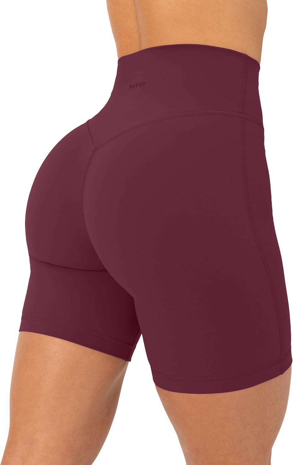 image:imagePAVOI ACTIVE Yoga Shorts for Women High Waisted Gym Shorts Buttery Soft Biker Workout Shorts 4 amp 6 Compression FitBordeaux